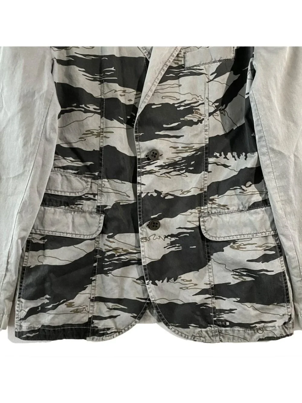 Rare BOSS Orange Hugo Boss Jacket Mens 44R Gray Tiger Stripe Camo Casual Blazer